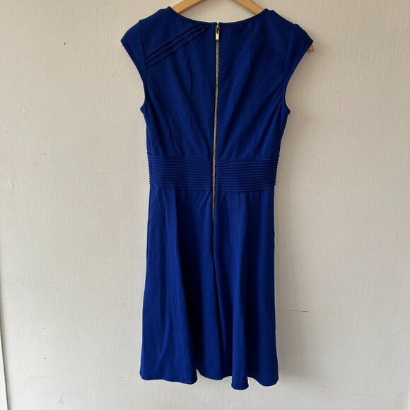 Eliza J Fit and Flare Dress Womens Size 6 Blue Cap Sleeve Rear Zip - Picture 8 of 8
